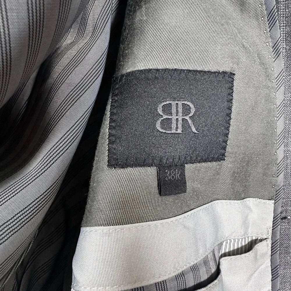 Banana Republic Blazer Mens 38R Gray Striped Wool Silk Linen Vitale Barberis